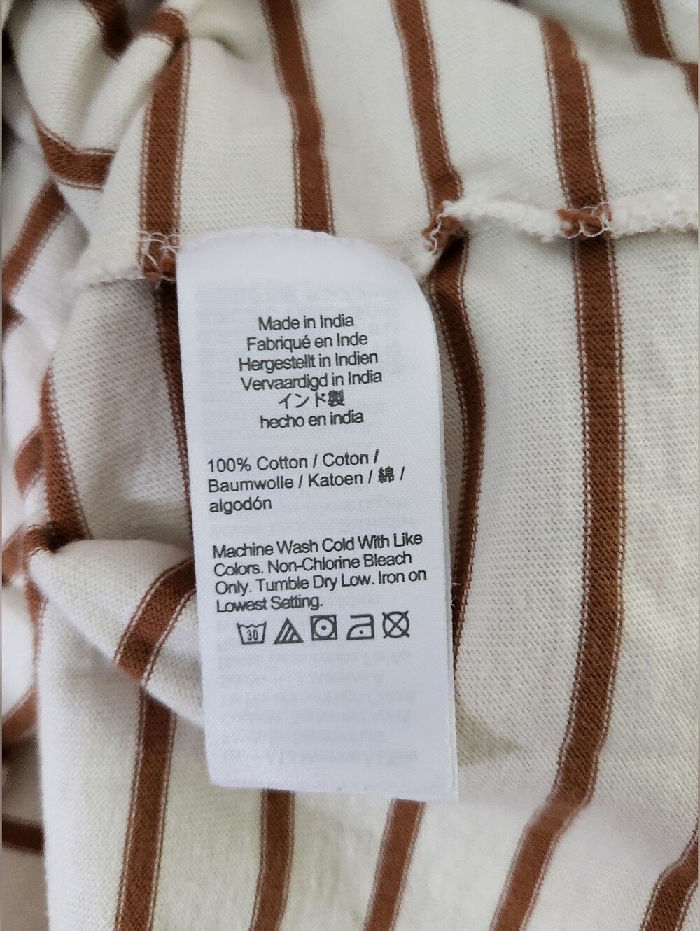 J. Crew Cream and Brown Striped Long-Sleeve Henley Sz S - Picture 4 of 4